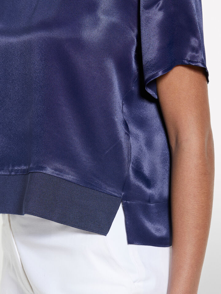 Dark blue satin blouse - women's blouses - Dark Blue | Sisley image number 5